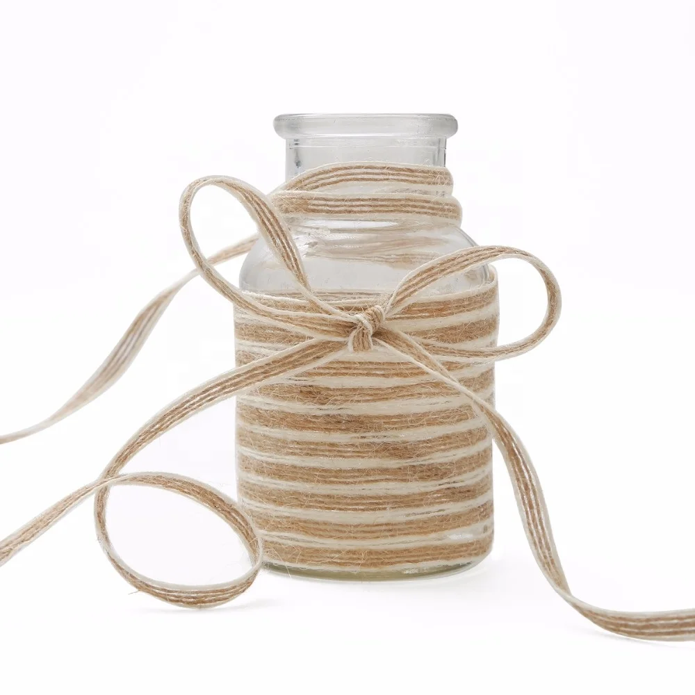 
10M/Jute Roll 6mm Jute Burlap Rolls Hessian Ribbon With Lace Vintage Rustic Wedding Decor Party DIY Crafts Gift Packaging 
