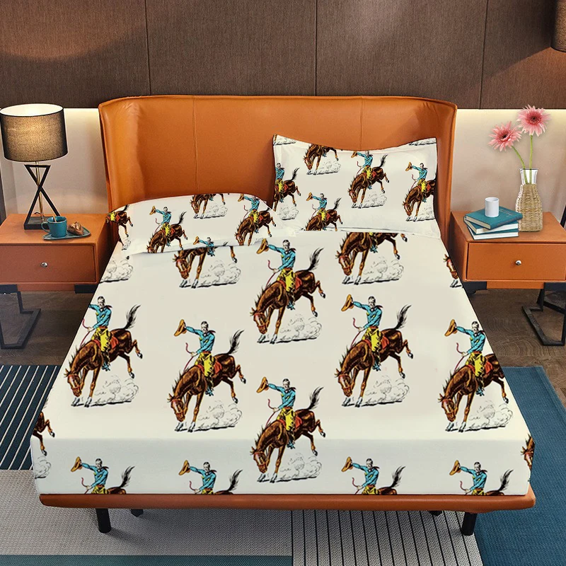 Custom Design Cow Print Western Style Leopard Frill Bed Sheets