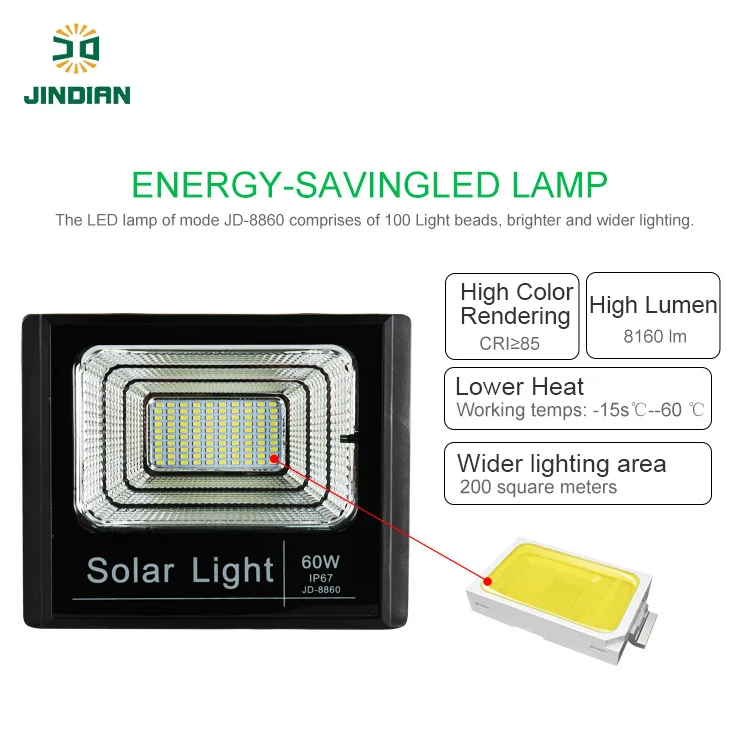 Jindian High efficiency flood light outdoor solar power floodlight