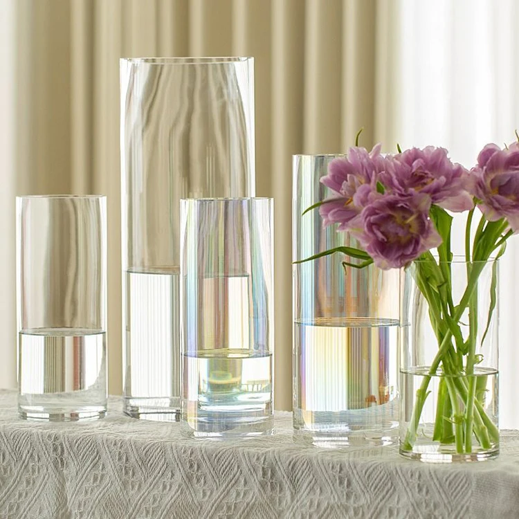 wholesale cylinder crystal glass flower vase in bulk large glass vase flower for wedding centerpiece