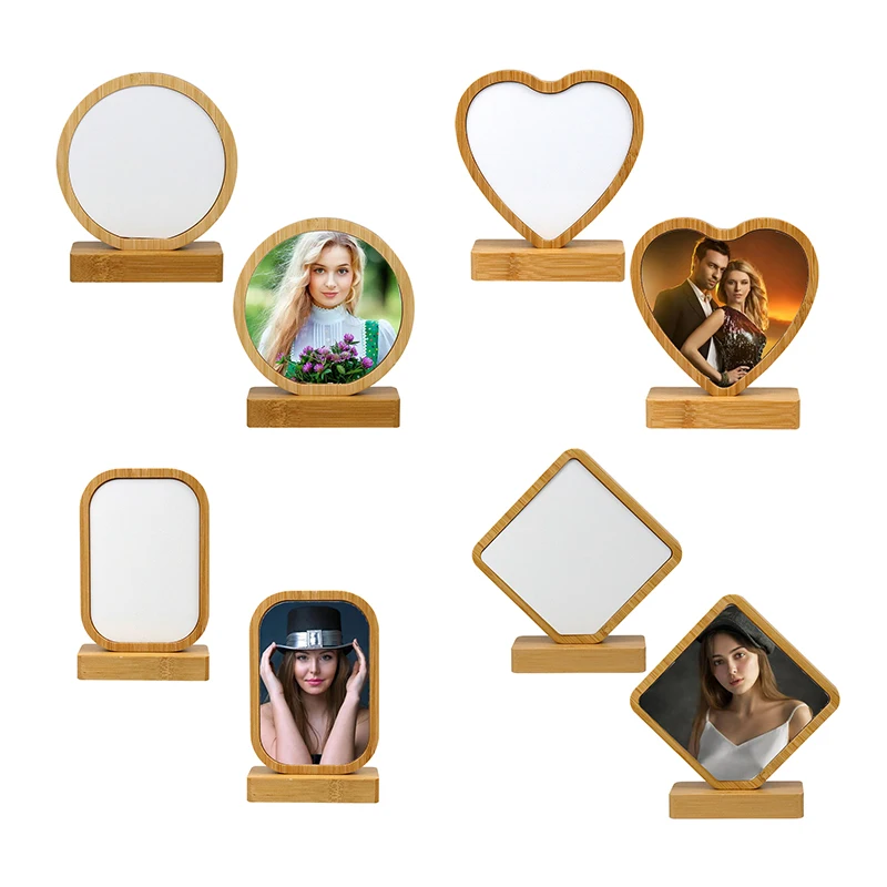 New arrival bamboo wood picture frame home decoration couple gift DIY memorial sublimation wooden magnetic frame