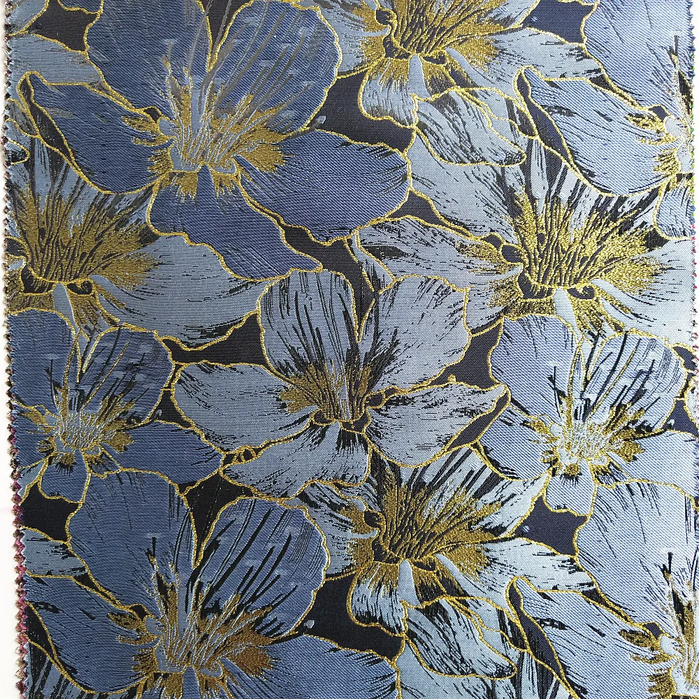 
POLYESTER AND METALLIC NEW DESIGN WOVEN BROCADE JACQUARD FABRIC FOR GARMENT 