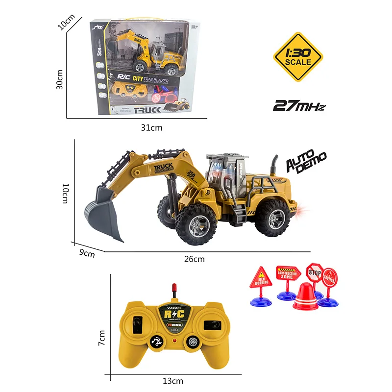 RC экскаватор игрушечный 1/30 масштаб 5 каналов Инженерные Грузовики бульдозер модель конструктора с дистанционным управлением строительные машины подсветкой