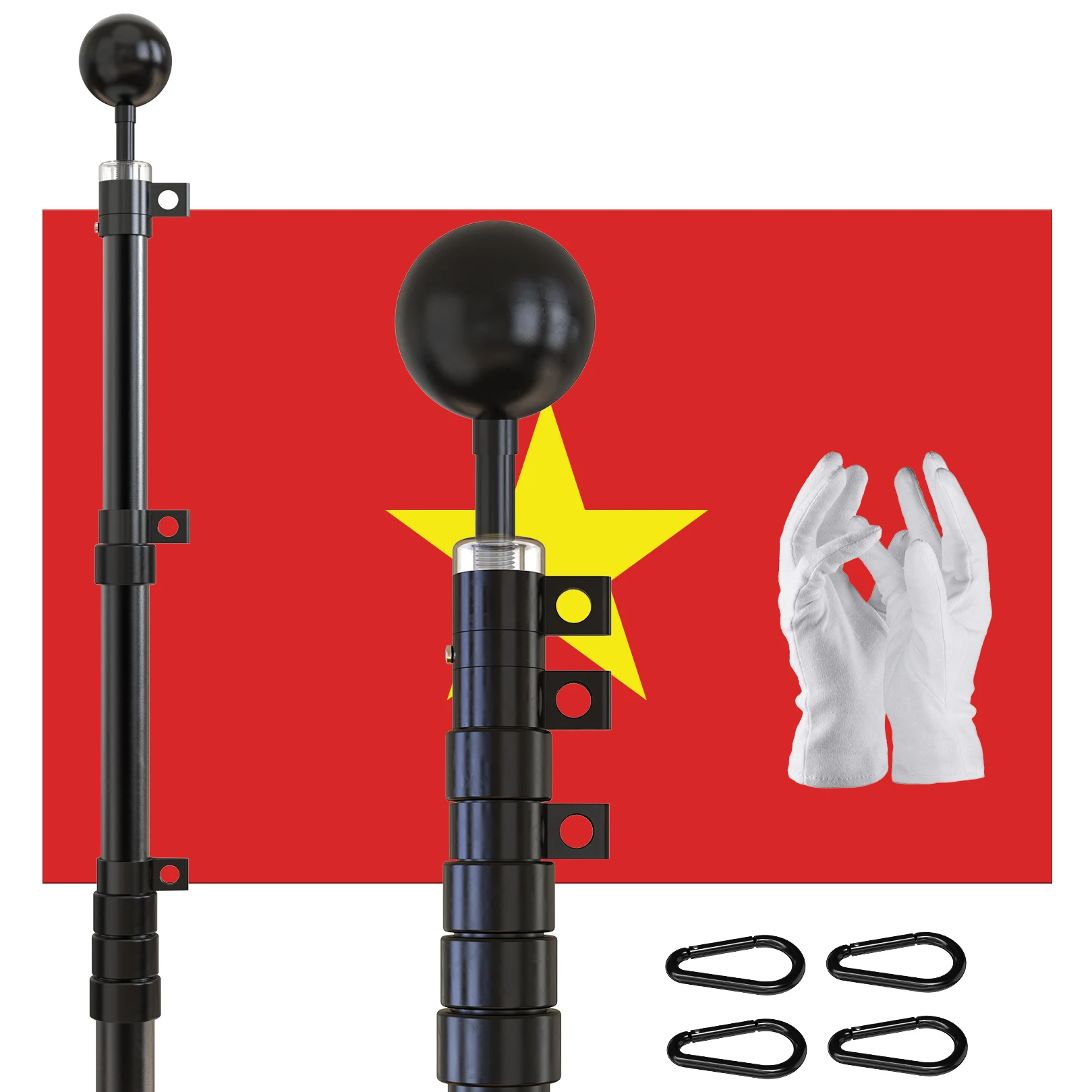 Vietnam 9 м 30 футов Алюминиевый черный флагшток наружный телескопический комплект прочный жилой выдвижной
