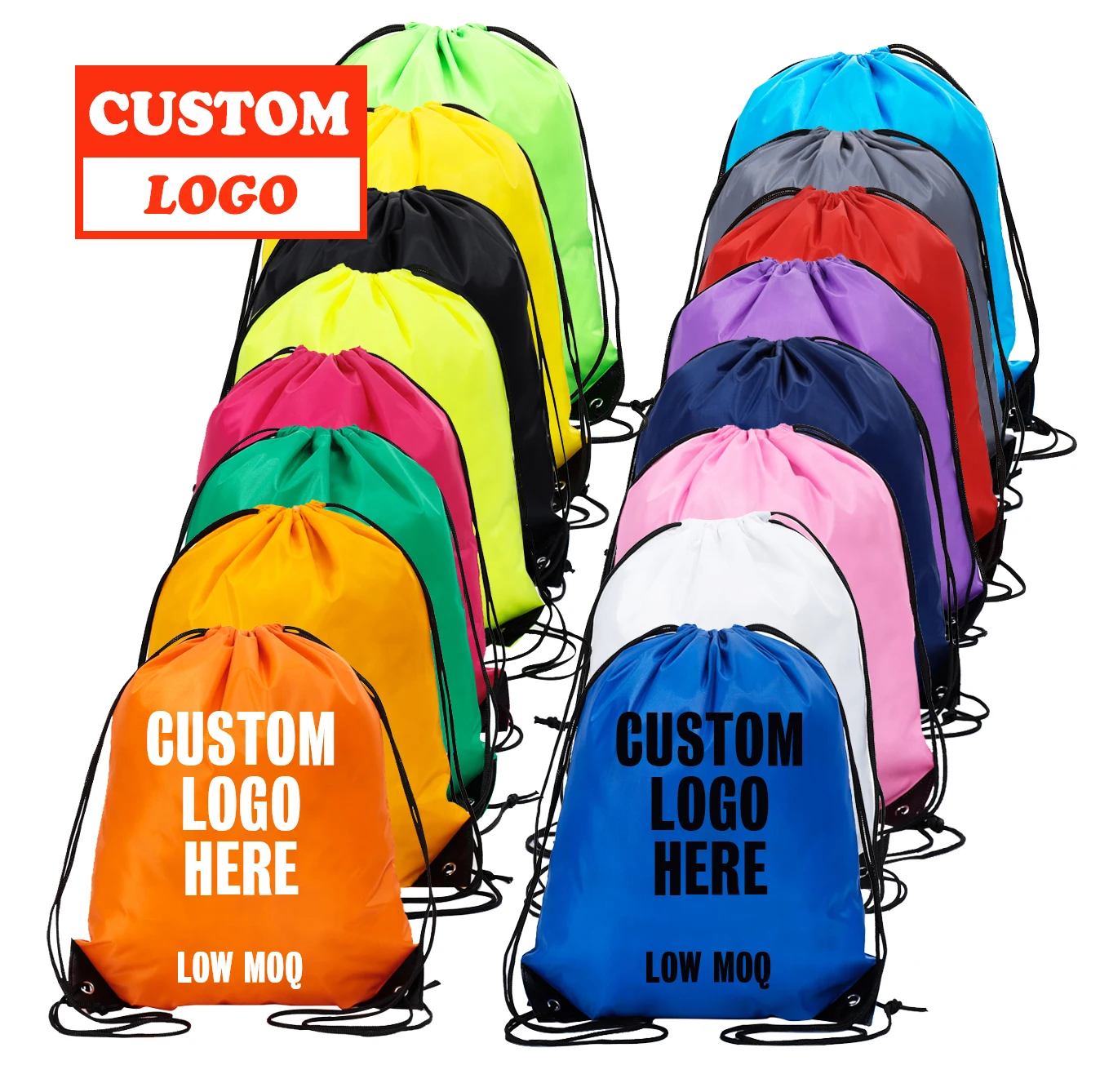 Wholesale Customized Promotional Polyester Nylon Drawstring Shop And Backpack Draw String Bags