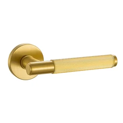 Koppalive Italian OEM High Luxury Brass Door Handle Brass Satin Round Interior Door Lever Handle