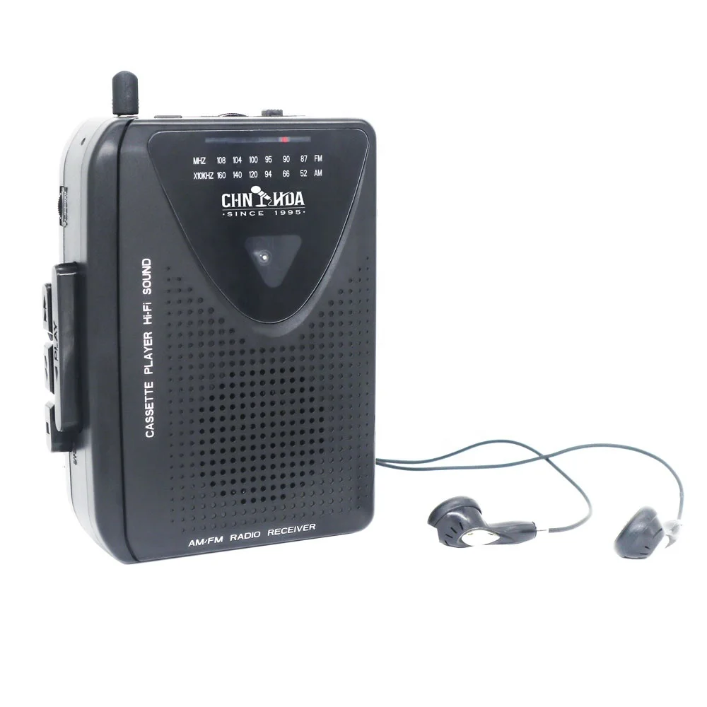 HANXIANGDA CS19  Custom logo Good Quality  Walkman Cassette Player  Black Customs Package Walkman Cassette Record Player