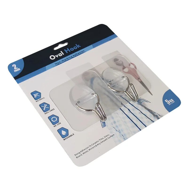 2 Pieces Strong 6x6 Self-Adhesive Plastic Wall Decorative Hooks Creative Door Hangers for Clothing Use