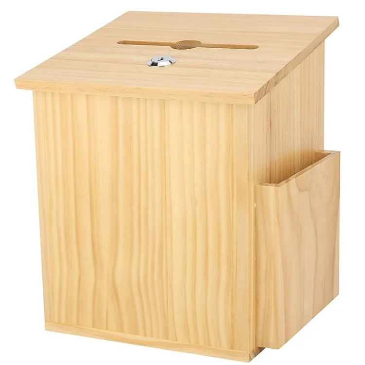 Custom Natural Wood Charity Donation & Suggestion Box Office Ballot Boxes