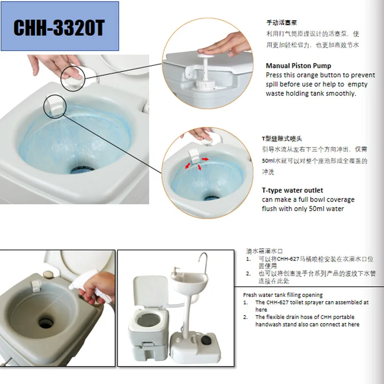 20L Portable Toilet RV Camping Marine RV Boating Cassette Caravan RV Toilet Camper Portable Travel Camping Toilet