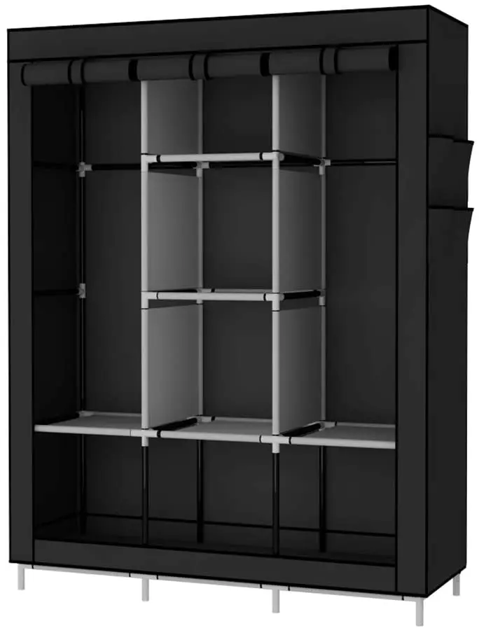 Removable Clothes Storage Non Woven With 6 Storage Shelves Hanging With Two Positions Portable Wardrobe