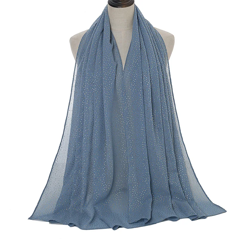 New Light Weight Printed Scarf Women Bronzing Wave point Chiffon Muslim Hijab