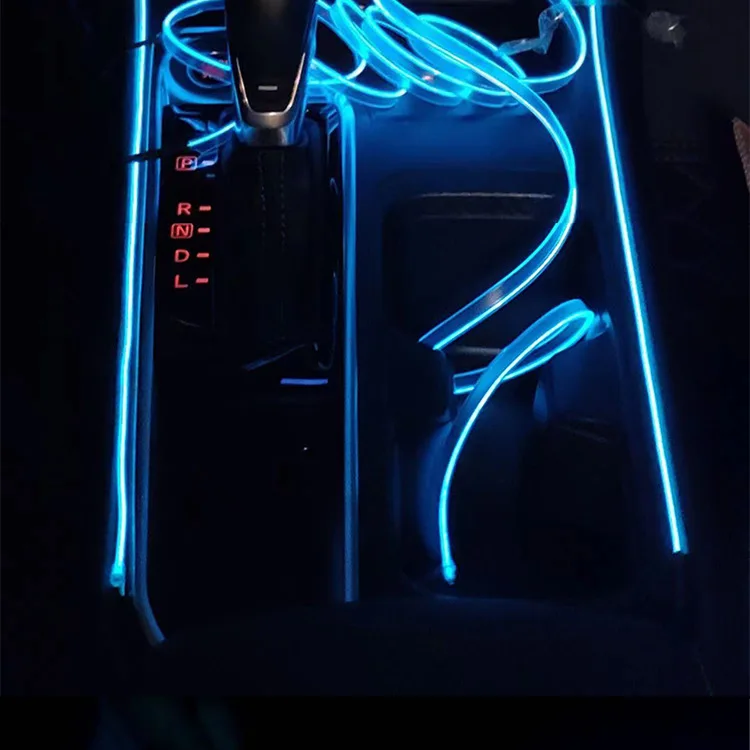 EL Wire Interior Car LED Strip Lights USB Neon Glowing Strobing Electroluminescent Wire Lights Ambient Lighting Kits for Car Gar