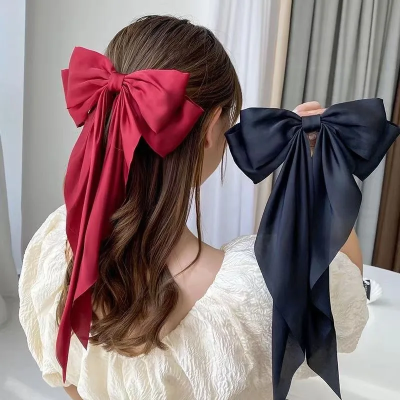Big Hair Bows Ribbons Silky Satin Hair Bows Butterfly Hair Clips for Women