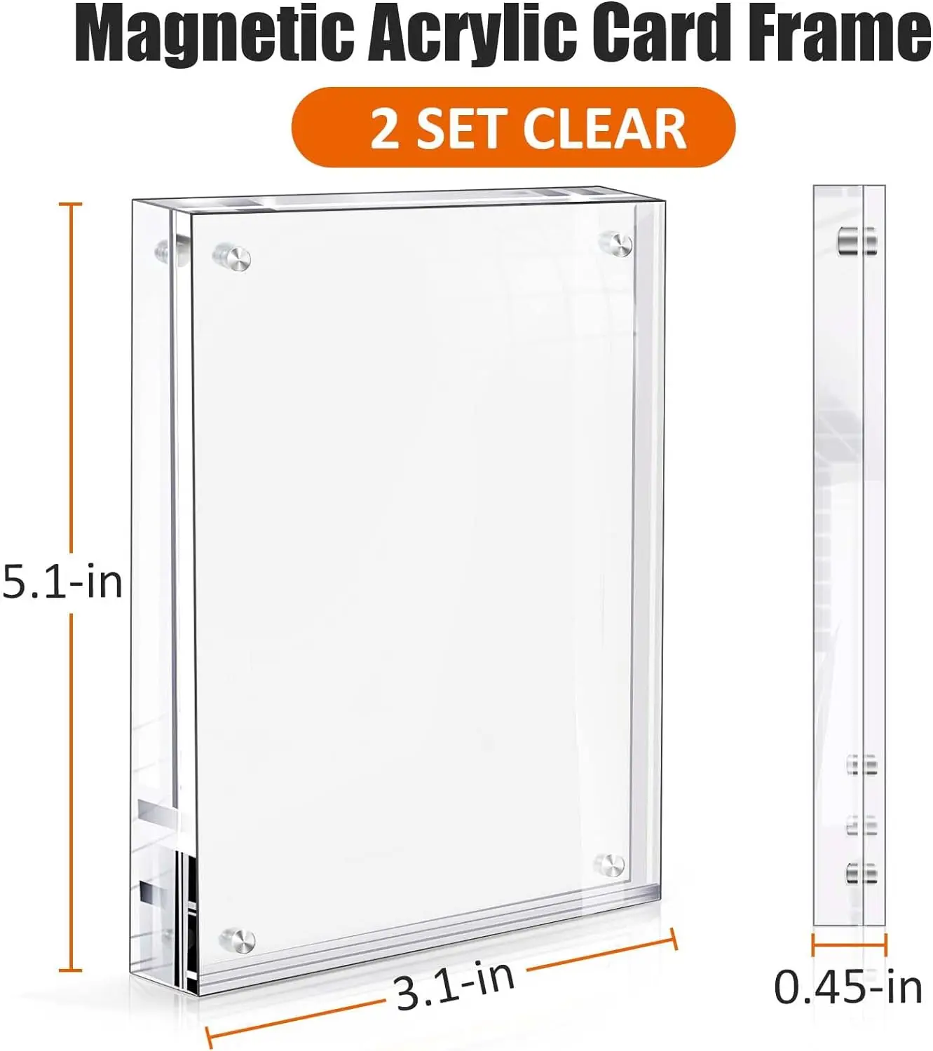 Acrylic Card Display Frame, Magnetic Trading Card Display Frames Desktop Display and Protector - 2 Sets Black