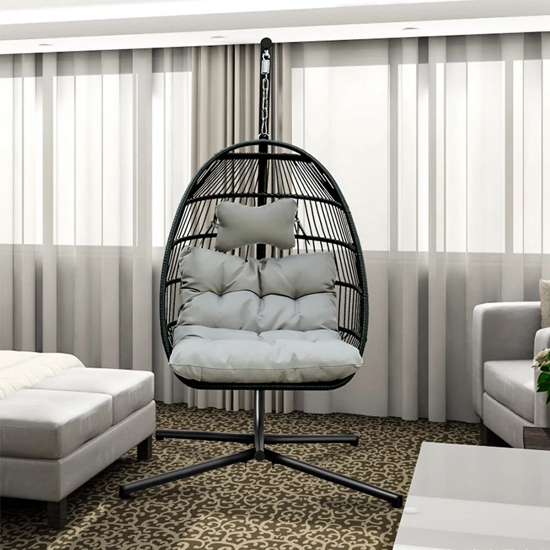 New high quality outdoor single seat garden furniture rattan terrace pretty leisure modern egg shape garden rattan swing chairs