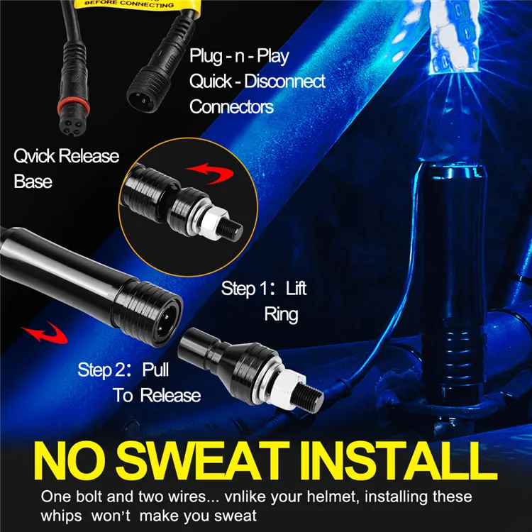 Remote Control Antenna Whips Lamp Accessories RGB 360 Degree Spiral LED Whip Lights for UTV Offroad Vehicle