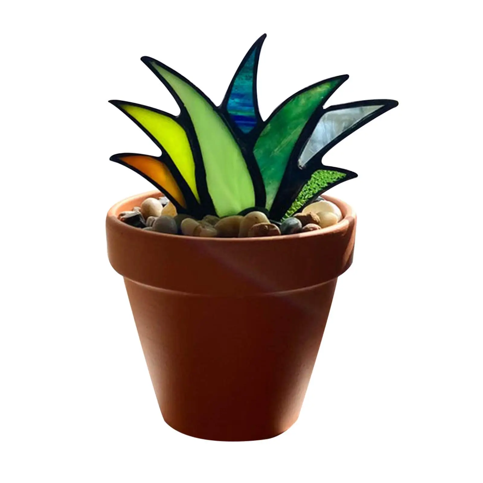  Mini Colorful Aloe Potted Plant Pot Acrylic Agave for Home Indoor Office Balcony Porch Yard Garden