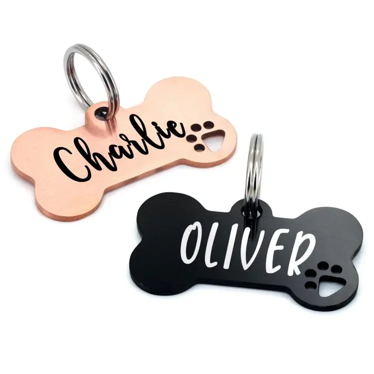 New Spot Pet Accessories Personalized Pet ID Tag Keychain Engraved Name Cat Dog Collar Bone Tag Pendant Keyring Dog Tag