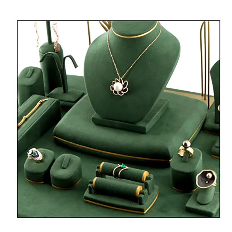 Romi Custom Logo Earring Necklace Jewellery Display Props Microfiber Jewelry Display Stand Holder