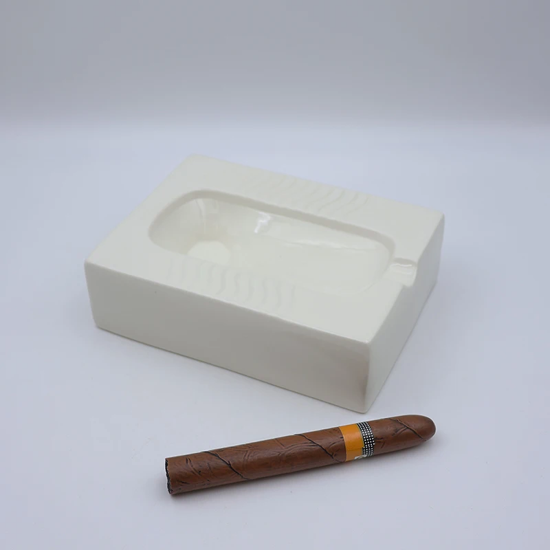 Custom logo white ceramic new design ash tray high quality handmade outdoors smoking accessory squat toilet cigar ashtray