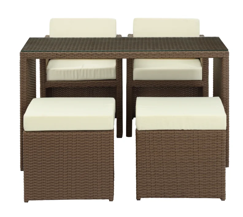 Top selling Patio Decoration NEW rattan wicker certification restaurant dining table and chairs furniture set