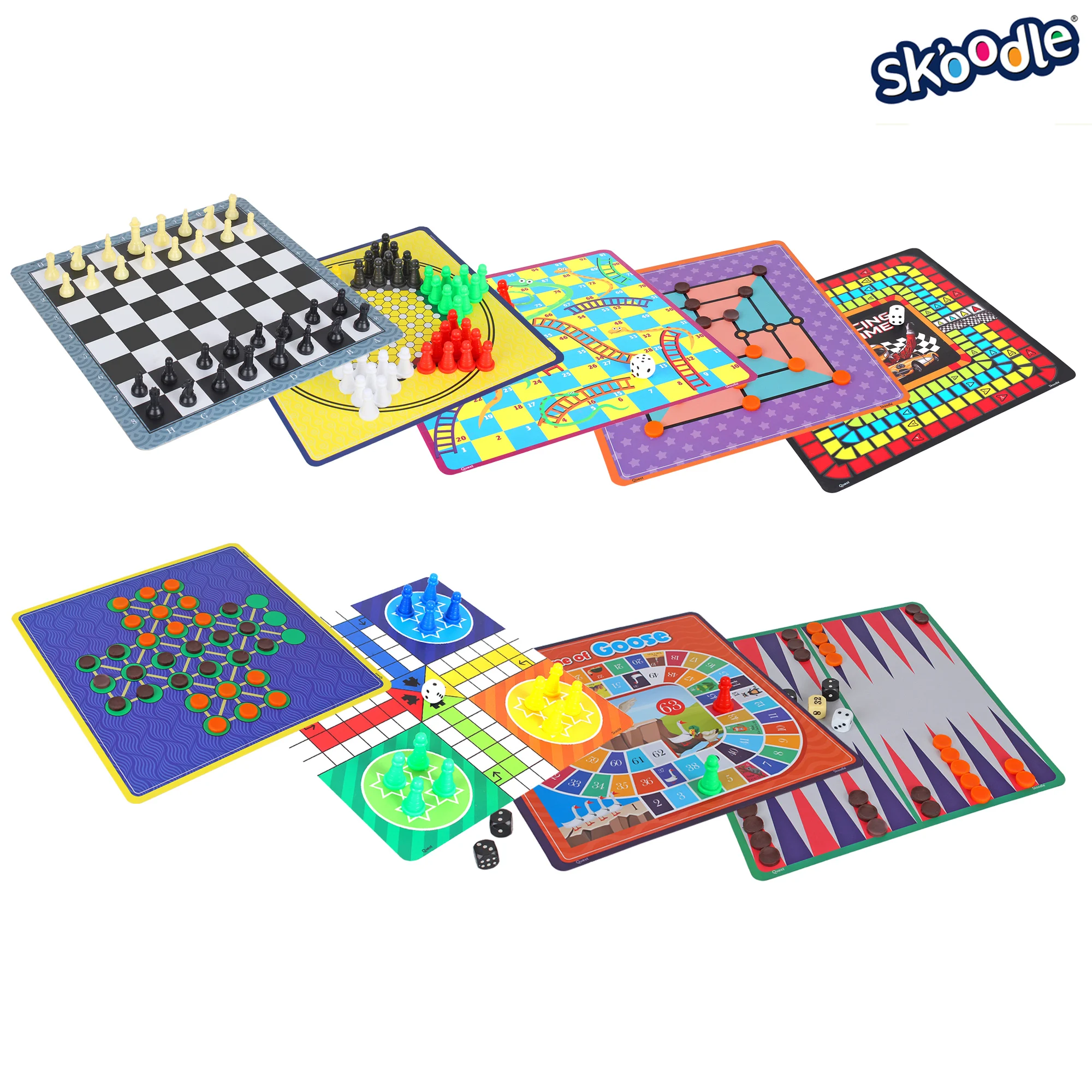 SKOODLE Quest Centurion 5 двухсторонняя Классическая семейная настольная игра коллекция для взрослых и детей шахматы, Лудо, шашки, нарды