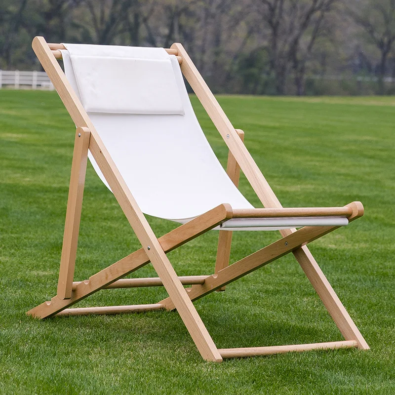 Wood Camping Folding Outdoor Fishing Deck Beach Lounge Chair