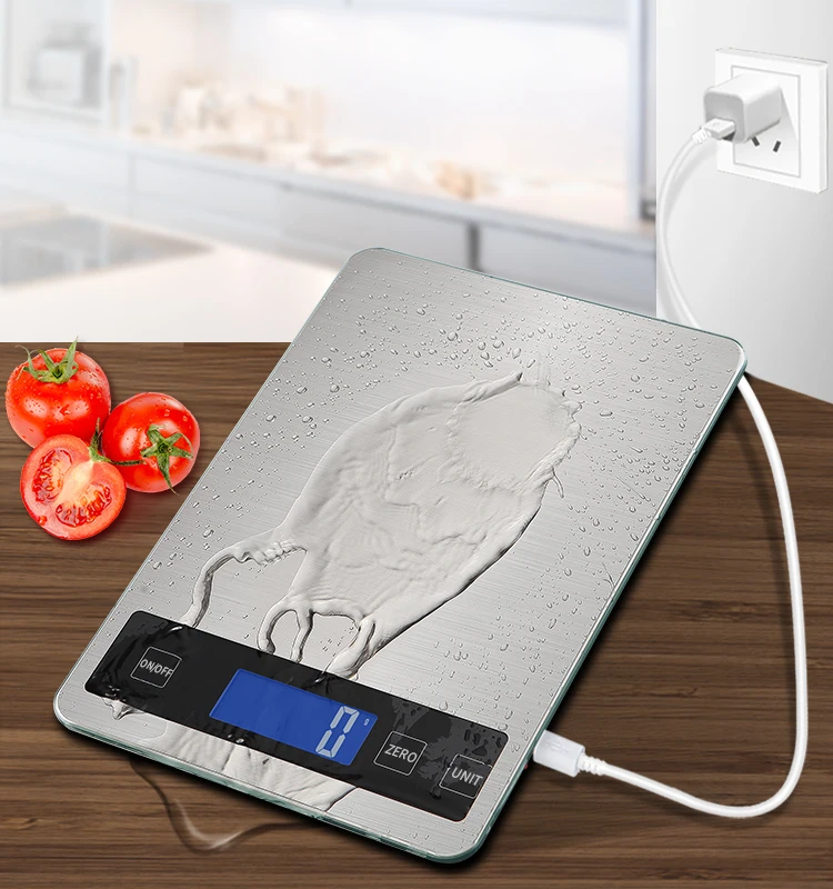 rechargeable cooking 5kg 10kg 33lb/15kg nutrition weighing weight measuring food stainless steel waterproof kitchen scale