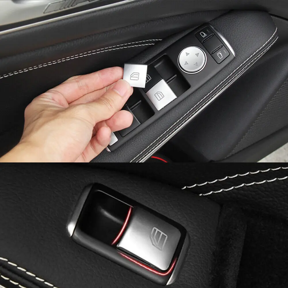 Car Window Glass Lift Button Sticker Switch Panel Styling for Mercedes Benz A B C Class W204 W212 GLA GLK CLA GL ML GLE
