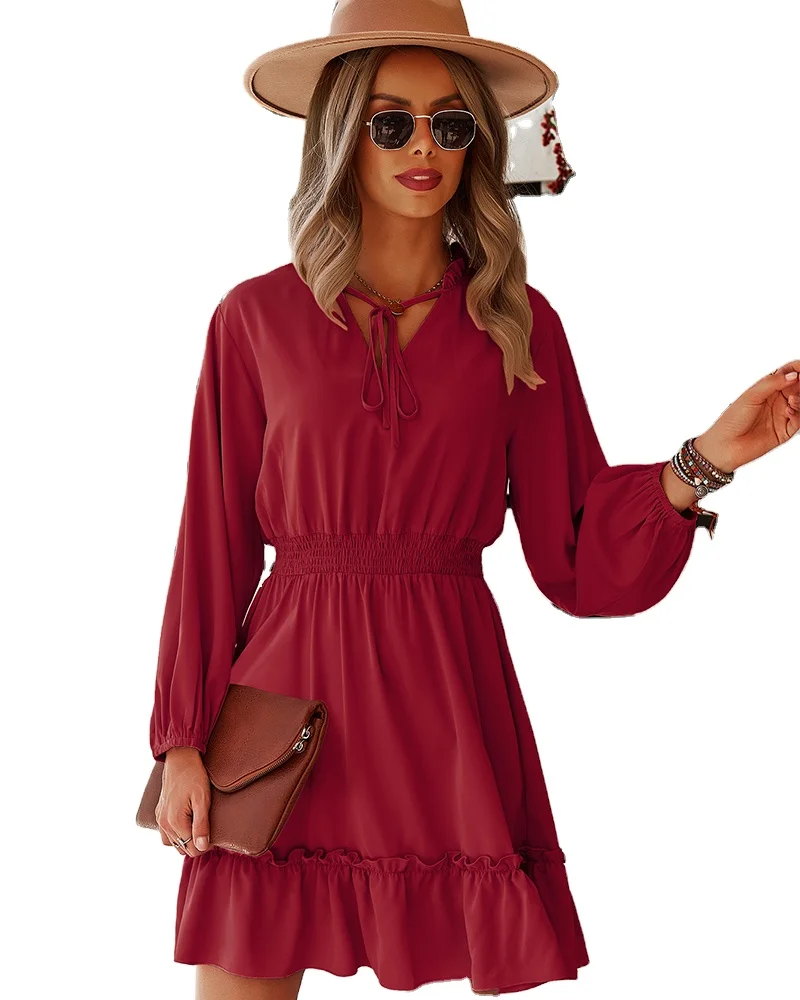 
Women Boho Fashion Summer A-line V-neck Long Sleeves Casual Dress Floral Mini Bohemian Sexy Dress Ladies 