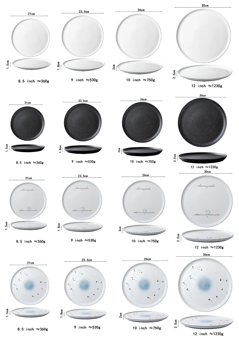 Chaoda 8-12 inch white ceramics dinnerware porcelain buffet plate  porcelain plate dinner round hotel flat plate