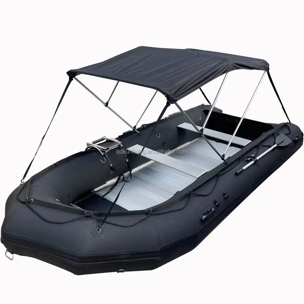 14 ft Aluminium transom folding rowing boat with bimini top aluminium floor PVC inflatable boat for sale