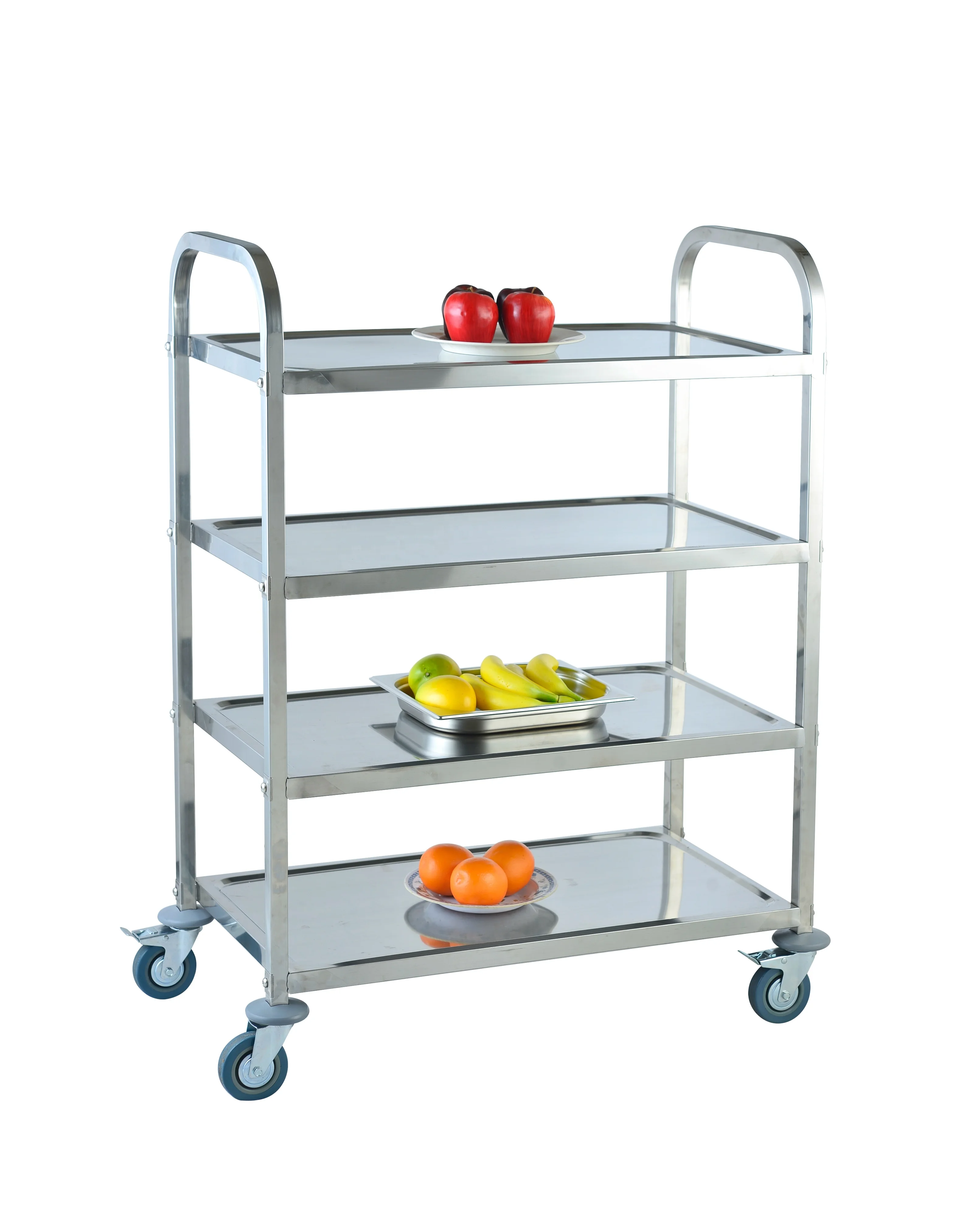 Service Airline Catering Trolley hotel trolley square tube 4-tiers  Service Food Transport Cart delivery cart