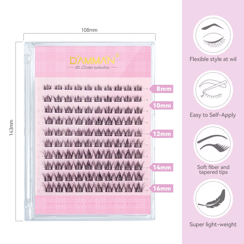 6D DIY Lash Custom Logo Cluster Eyelashes 10 Lines High Quality Segment Eyelashes