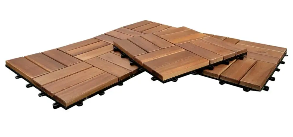 Euro standard Acacia wooden decking tiles with plastic base 300x300mm competitive price wood deck tiles cheap