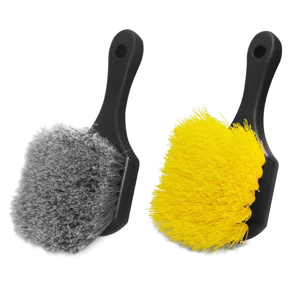 Wholesale Short Handle Bristle Car Wash Brush Cleaning Auto Wheel & Tire Cleaning Brush for Easy Scrubbing
