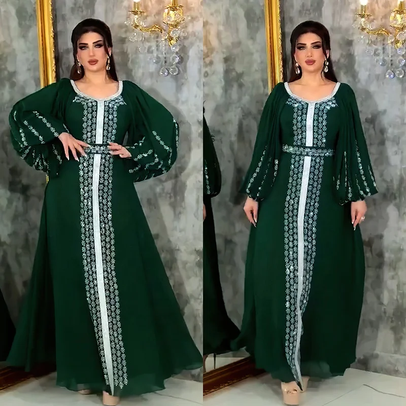 African Elegant Middle East Muslim Hijab Abaya Dress for Women Eid Arabic Party Jalabiya Islamic Turkey Dresses Moroccan Kaftan