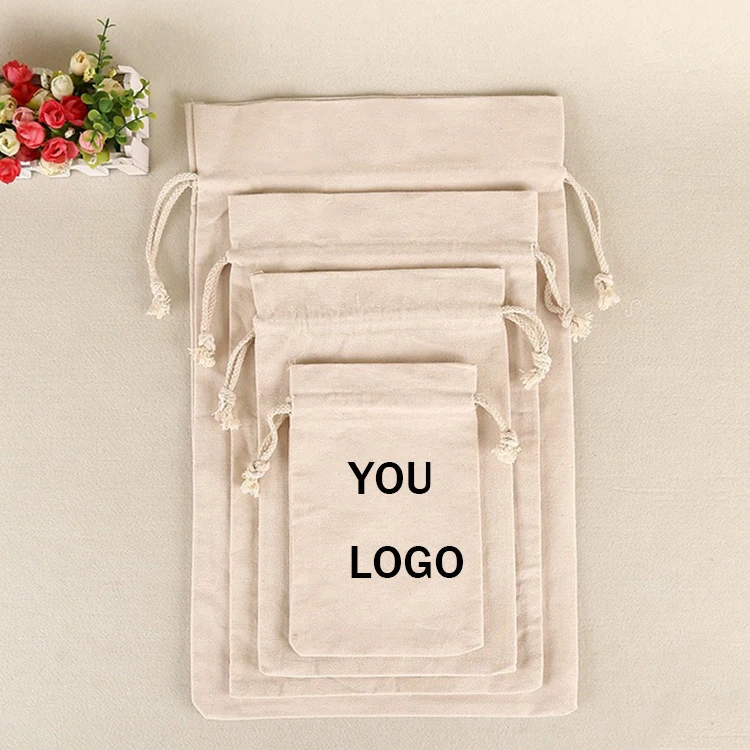 Упаковка из органического хлопка риса Хлопковая Сумка на шнурке карман креативная Экологически чистая Холщовая для покупок с индивидуальным принтом логотипа