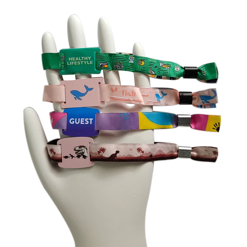 Wholesale Of New Products Silk Screen Printing Custom Designs Single Use Or Reusable Use Uhf RFID Woven Wristband soft PVC Tag