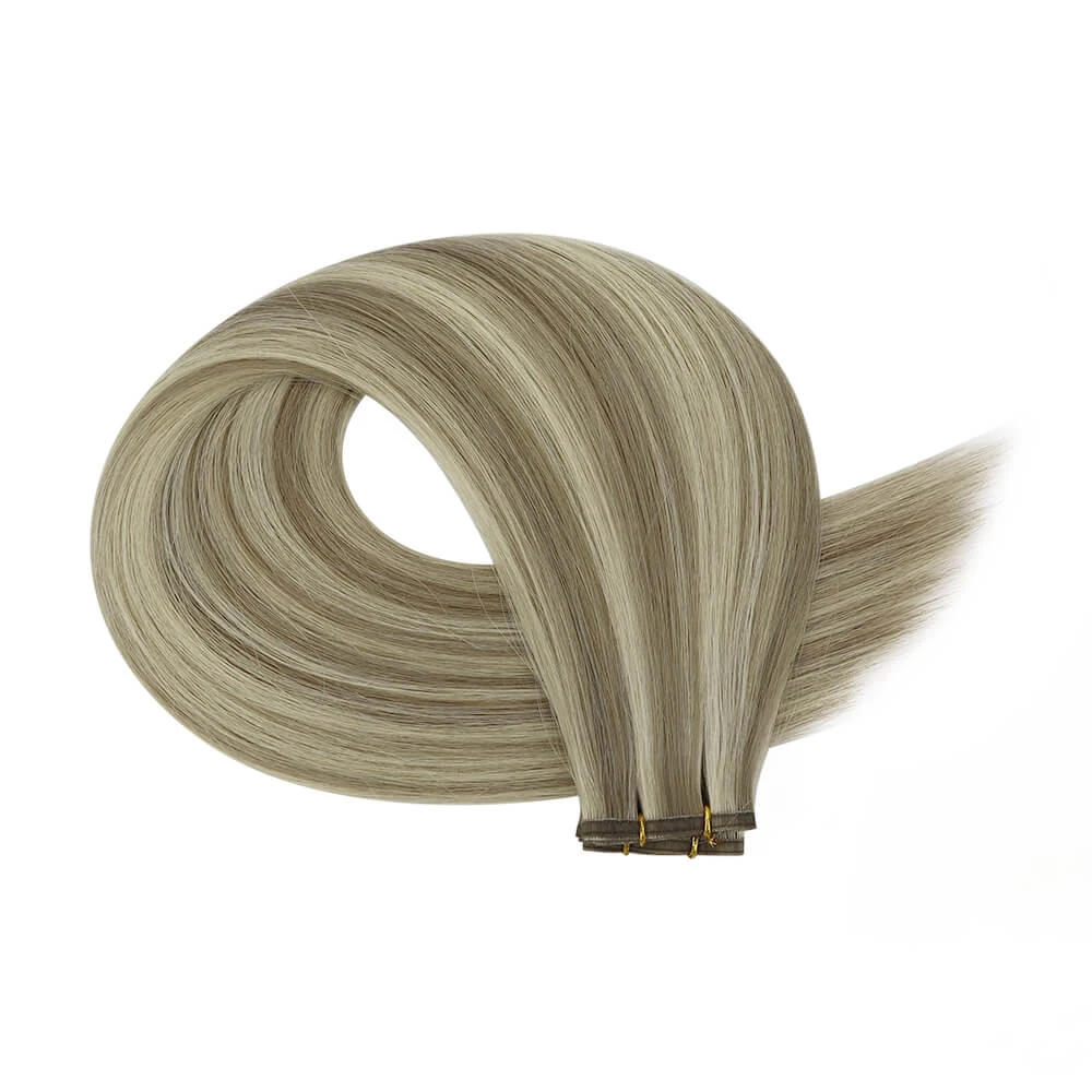 Factory Sell European Remy Hair Soft Thinnest Invisible Weft Hair Double Drawn Flat Weft Hair Extensions