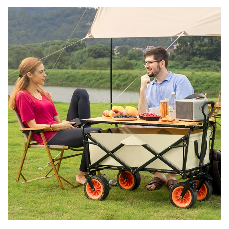 Foldable 4 Wheel Trolleyl Wagon Hand Garden Collapsible Portable Folding Cart Trolley