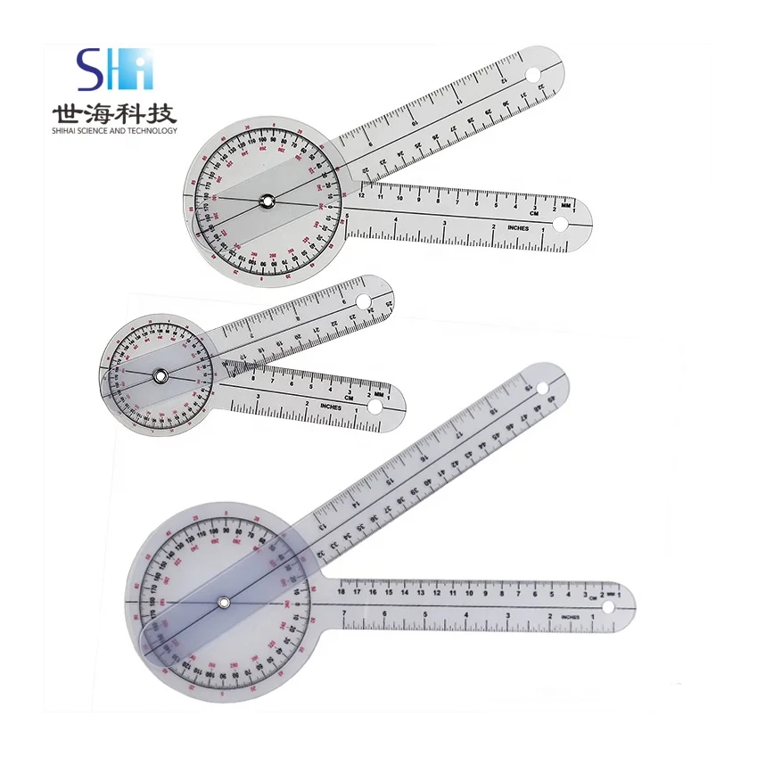 Wholesale Customized 6inch, 8inch, 12inch 3 Piece Set Angle Medical Ruler Spinal Goniometer Angle Ruler