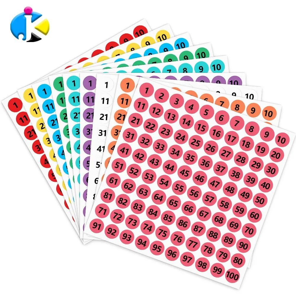 Factory customized dot number sticker clothing footwear size label serial number die cut synthetic paper pvc sticker
