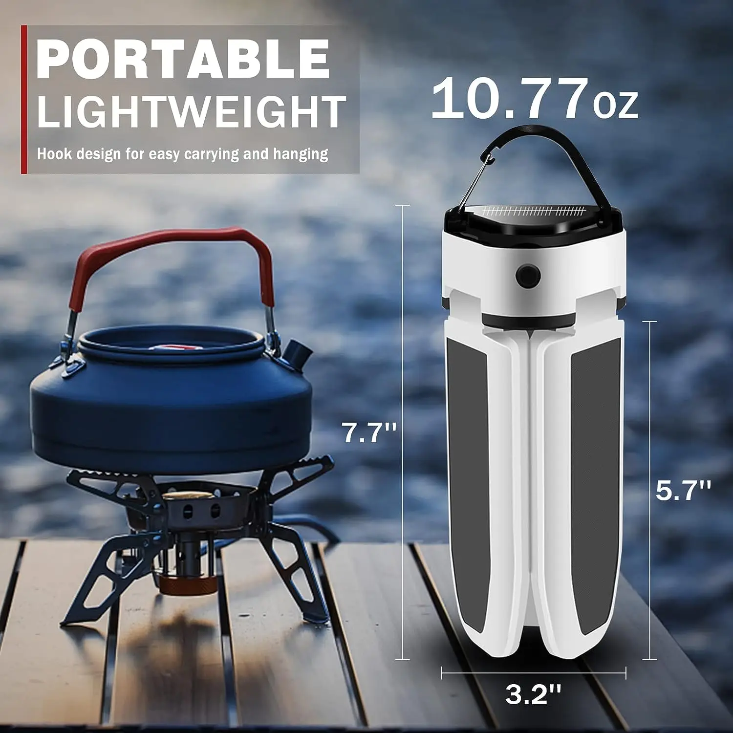 Folding Solar LED Camping Lantern Collapsible Light USB Rechargeable Phone Charger Portable Outdoor Waterproof Hanging Tent Lamp