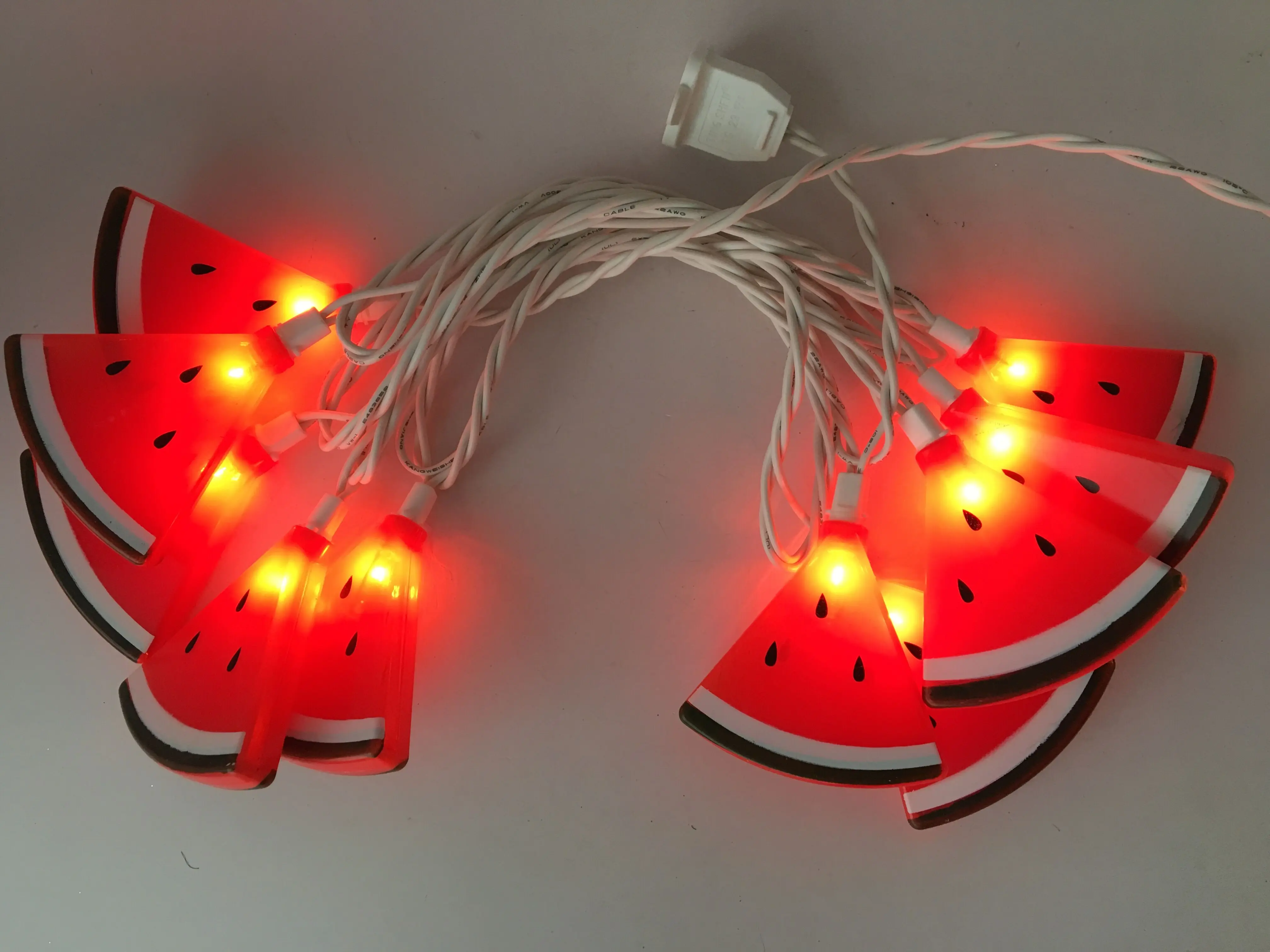 10 Count Tropical Fruit Shaped String Lights Set LED Watermelon Light String Summer Garden Party Decorative Light Hanging Home