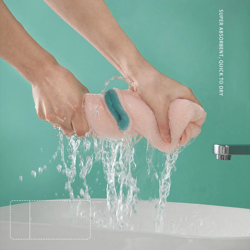 Wholesale Cartoon 3d Cute Rabbit Ears Dry Hair Towel Thickened Coral Fleece Towel Embroidery Adult Daily Wash Towel