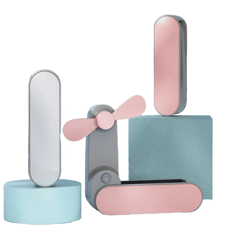 customization USB Pocket Folding Fans Rechargeable Power Bank & Flashlight Small Electric Portable Handheld  Fans for Out