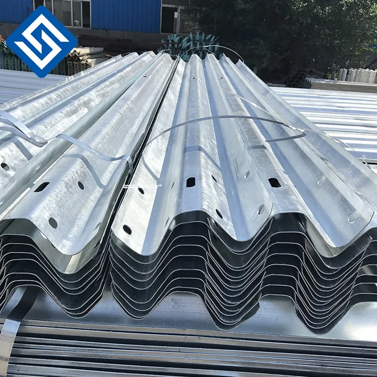 Road Barrier Traffic Safety For Guardrail Highway Hot Dipped Galvanized Steel Beam Highway Guardrail Crash Barrier Guardrail