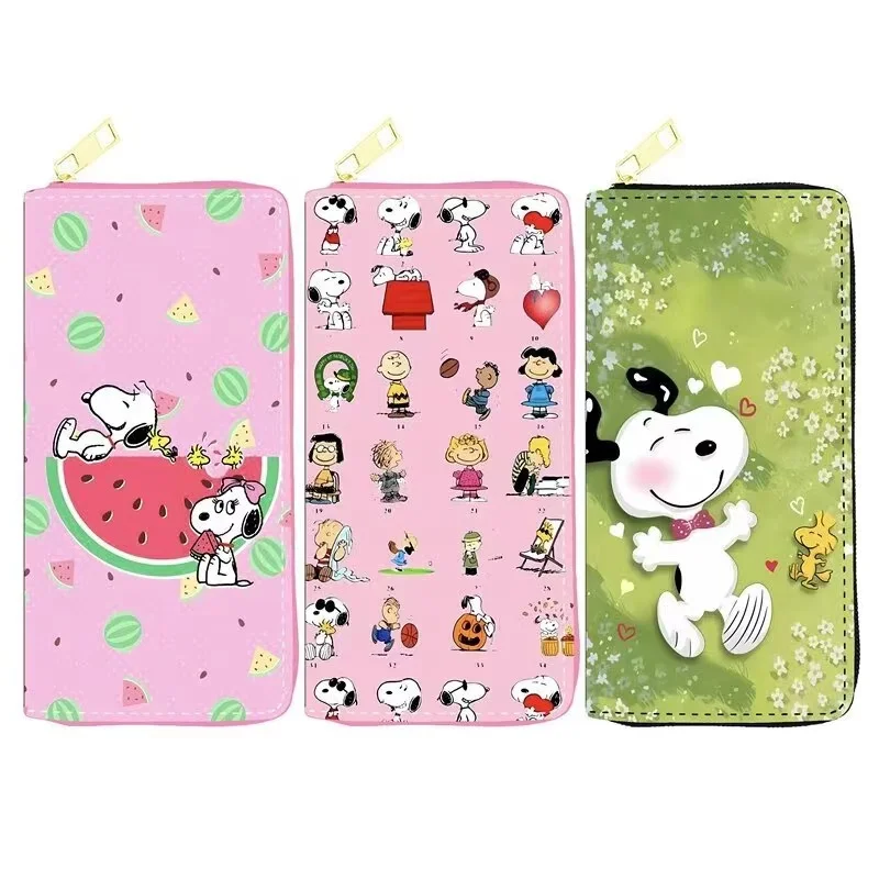 Snoopyy Women cartoon Card holder Wallets long zipper clutch leather wallets for women mobile phone case wallet